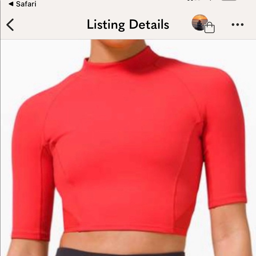 lululemon Everlux and Mesh Cropped Short Sleeve Pink Punch Size 4